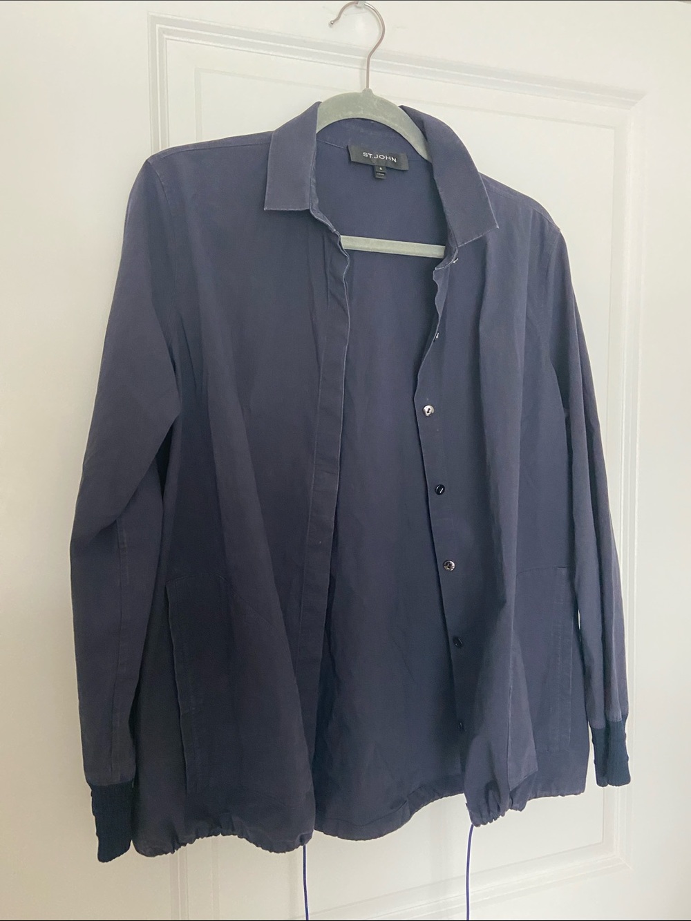 St. John Men's Navy Button-Front Shirt Jacket
